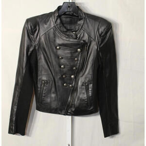 Bod & Christensen Black Leather MOTO Motorcycle Jacket sz. S